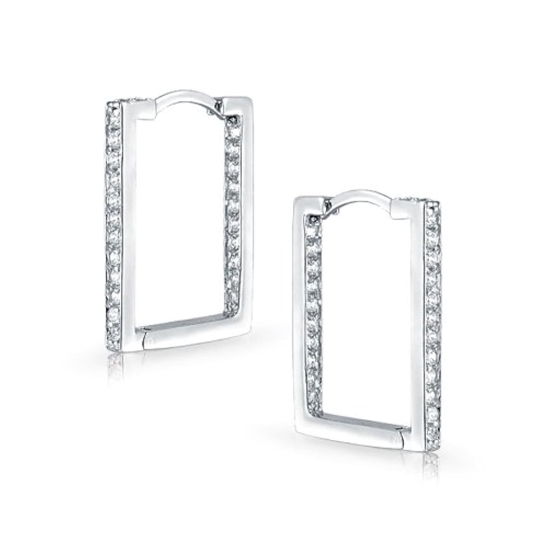 Bling Jewelry - Inside Out CZ Plata Rectángulo Aro