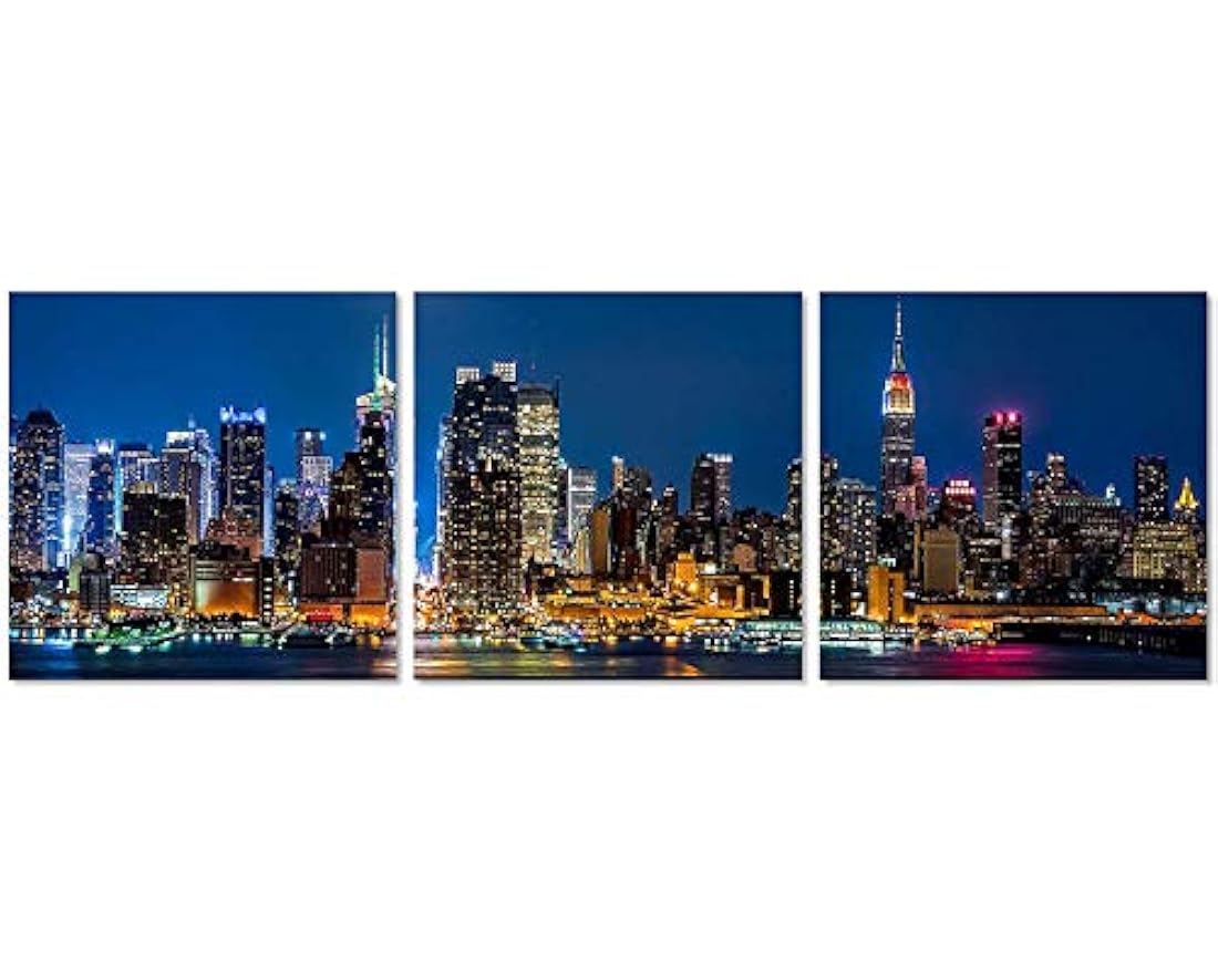 Cuadro de pared con diseño de ciudad de Nueva York en blanco