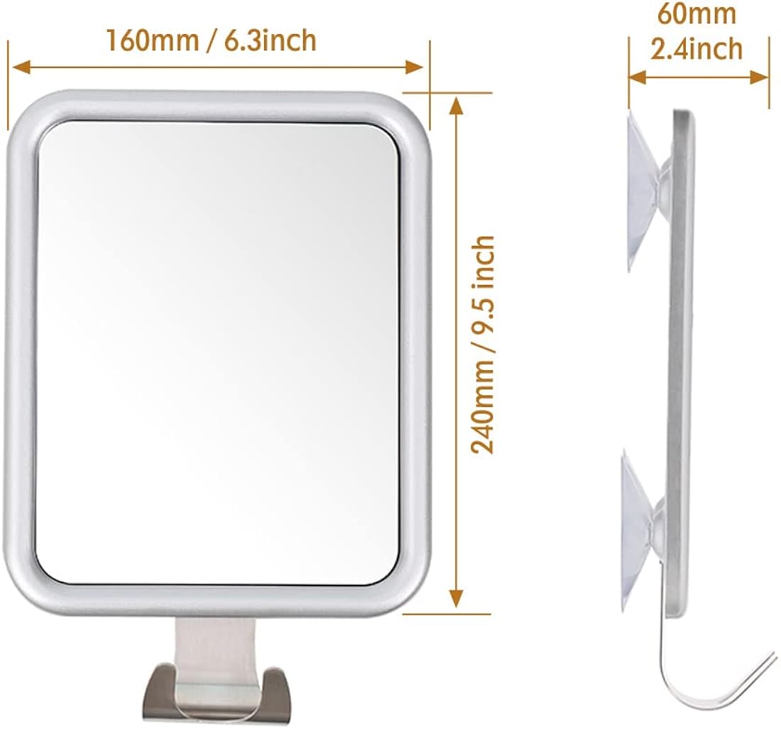 Espejo de ducha sin niebla para afeitar, con 4 ventosas