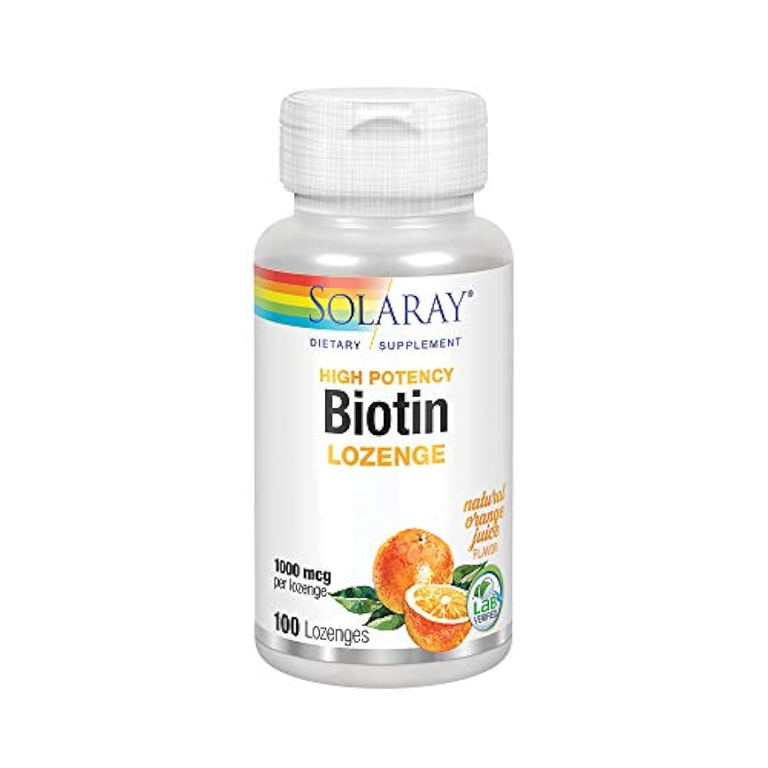 Solaray Biotin Lozenge Suplemento, Naranja, 1000 mcg, 100 unidades