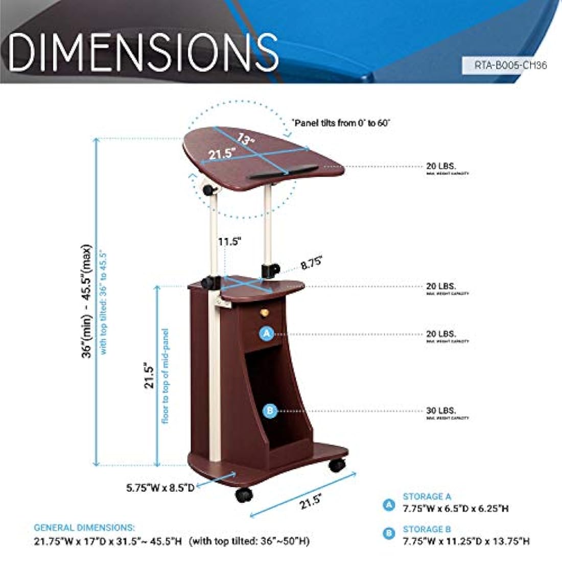 Bases, Carro portátil ajustable para laptop