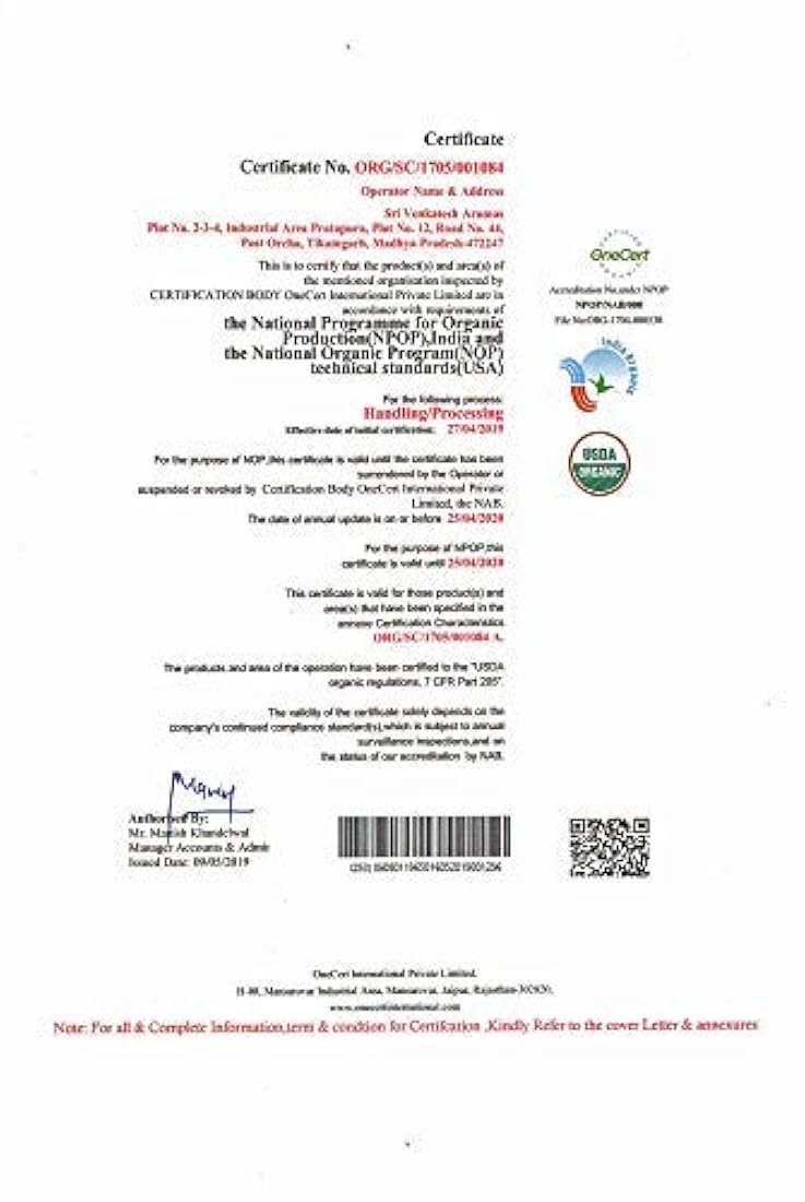 Aceites certificados por SVA Organics USDA