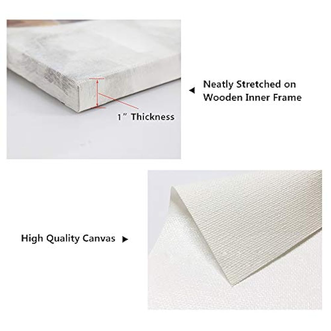 3 Paneles Negro y Blanco Abstracto Lienzo Pintado