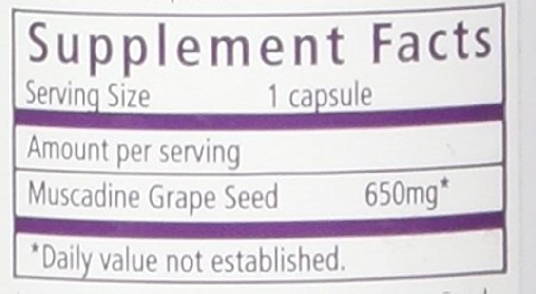 Clarinete Muscadine semillas de uva 60 ° Cápsulas, 650 mg