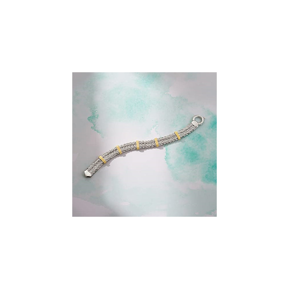 Pulseras de plata de ley de 2 tonos con eslabones de trigo