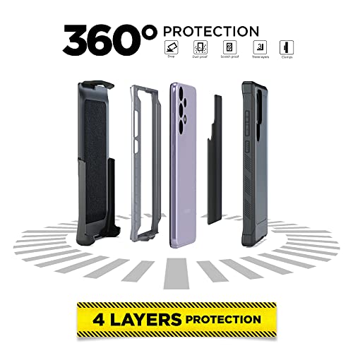 MOTIVE Bunker Series - Funda ultra resistente para Samsung Galaxy S22 con clip para cinturón, funda resistente de grado militar, color negro