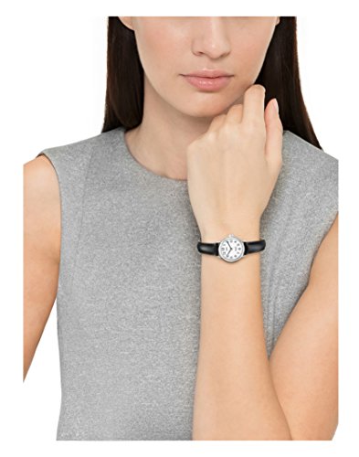Reloj para mujer con correa de cuero, negro, plateado,blanco