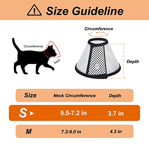 Vivifying Cono de gato, collar isabelino de plástico ligero con recuperación ajustable para gatos, mini perros, conejos y gatitos (negro)