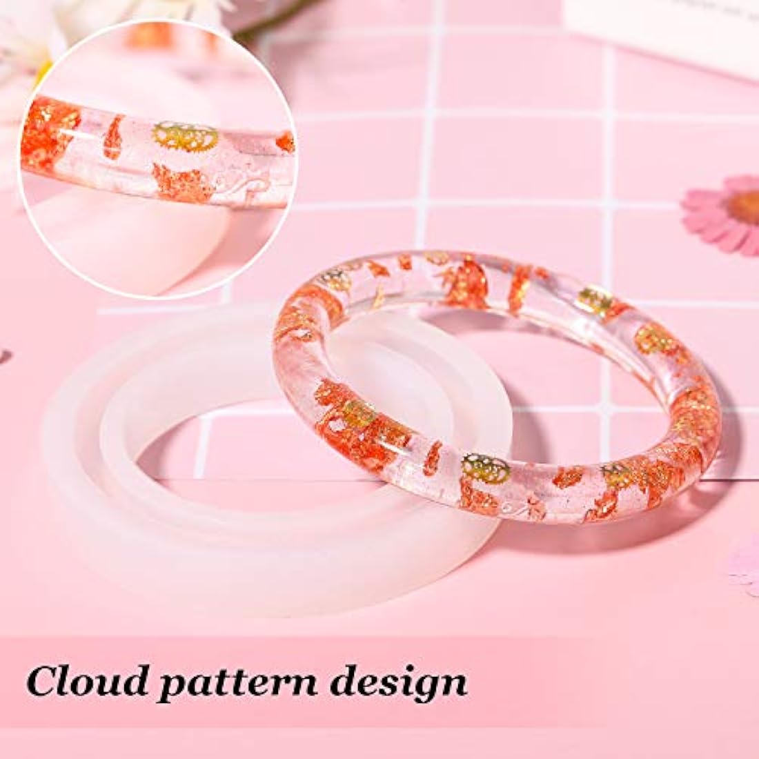 9 piezas de molde de silicona para pulsera y anillo, molde de resina de fundición redondo, molde de silicona para joyas, manualidades y suministros