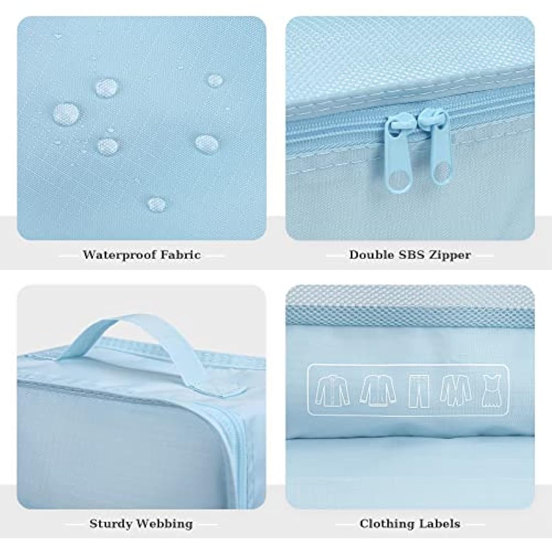 Organizadores de 6 cubos de embalaje de viaje con bolsa