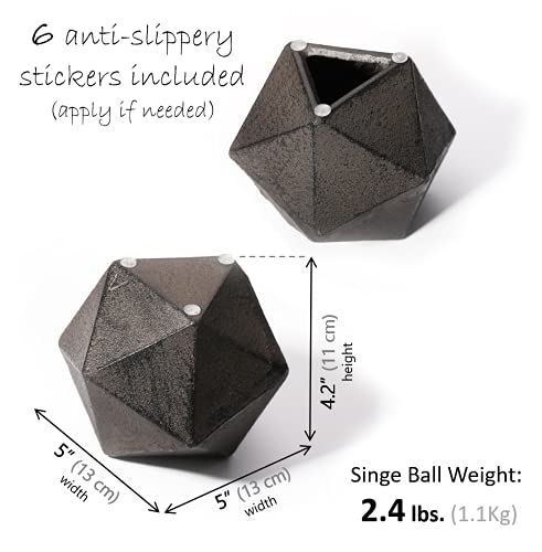Ambipolar Estantería geométrica con forma de bola de hierro fundido decorativo sujetalibros o organizador, paquete de 2 (negro)