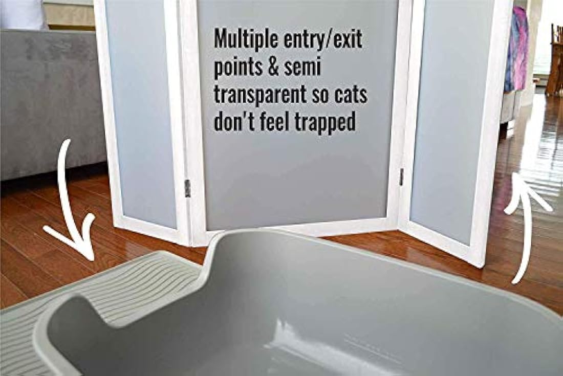 PetFusion ModestCat Litter Box pantalla de privacidad (3 pies de altura, 4 pies de ancho). Bisagras de 2 vías. La caja de arena para gatos es la mejor para la salud de tu gato.