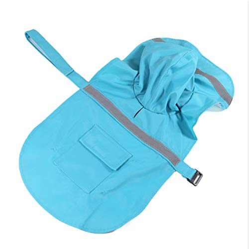 NACOCO - Impermeable ajustable para perros, poncho a prueba de agua, ropa ligera para lluvia con capucha y tira reflejante, m, Azul lago