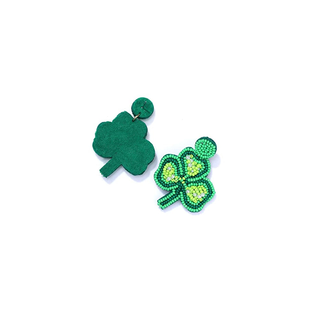 Aretes de cuentas para el día de San Patricio para mujer