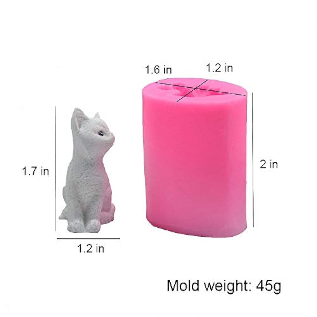 2 moldes de silicona para velas de gatito