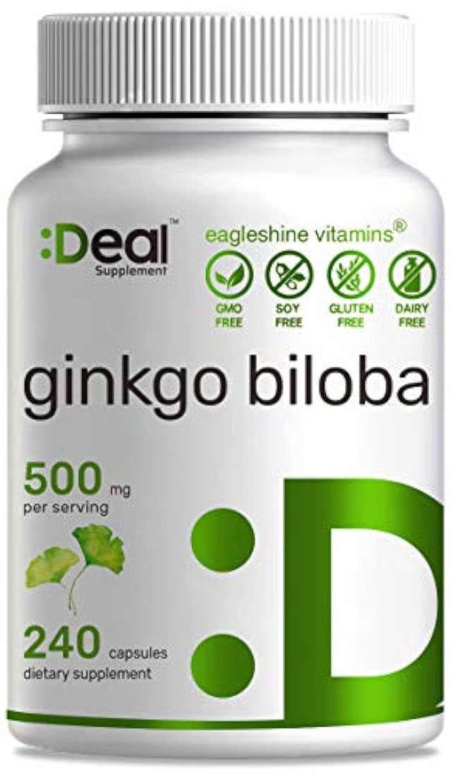 Suplemento Ginkgo Biloba,500 mg por porción, 240 cápsulas