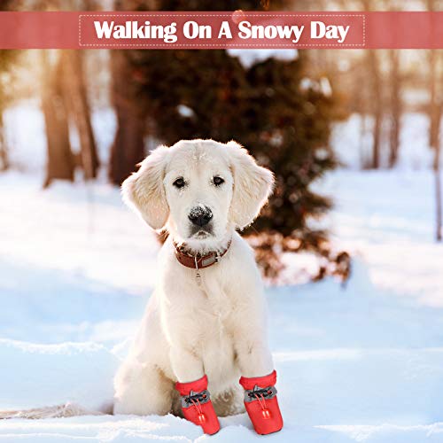 4 juegos de zapatos impermeables para perro, botas de lluvia y nieve, transpirables, protectores de patas, antideslizantes, botas de perro de suela suave con cordón ajustable para perro