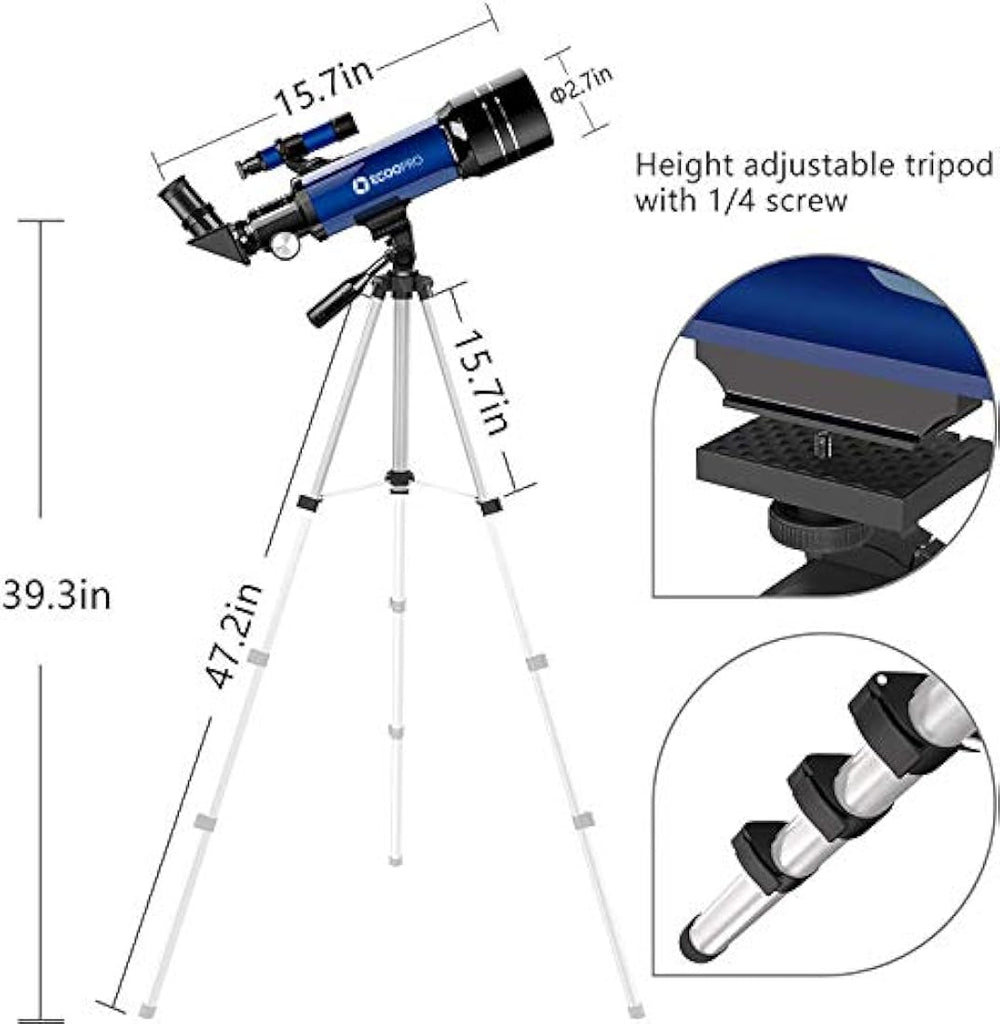 telescopio refractor de astronomía de 2.756 en trípode