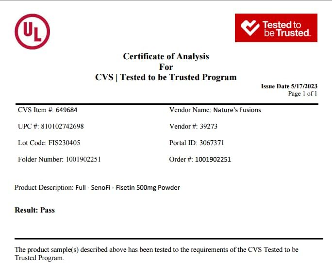 Suplementos de fisetina Potente activador senolítico
