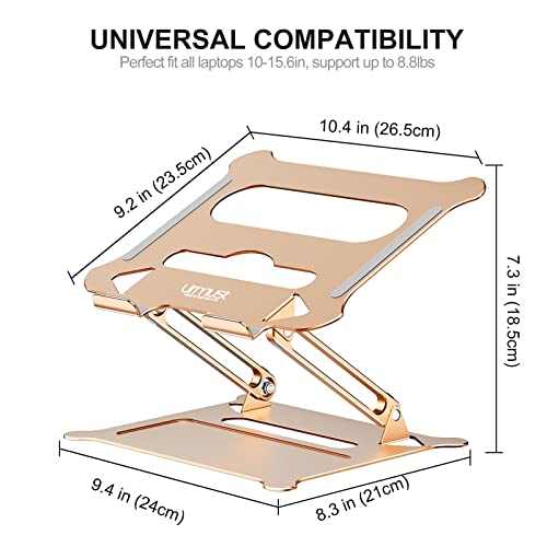 Urmust Soporte ajustable para portátil portátil Ultrabook Stand Riser portátil compatible con MacBook Air Pro HP Dell XPS Lenovo todos los portátiles de 10 a 15.6 pulgadas (dorado)