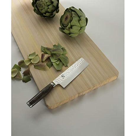 cuchillo de 5.5 pulgadas hoja acabada, mango de madera
