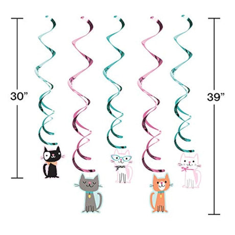Purr-Fect Party Hanging Remolinos (5 CT)