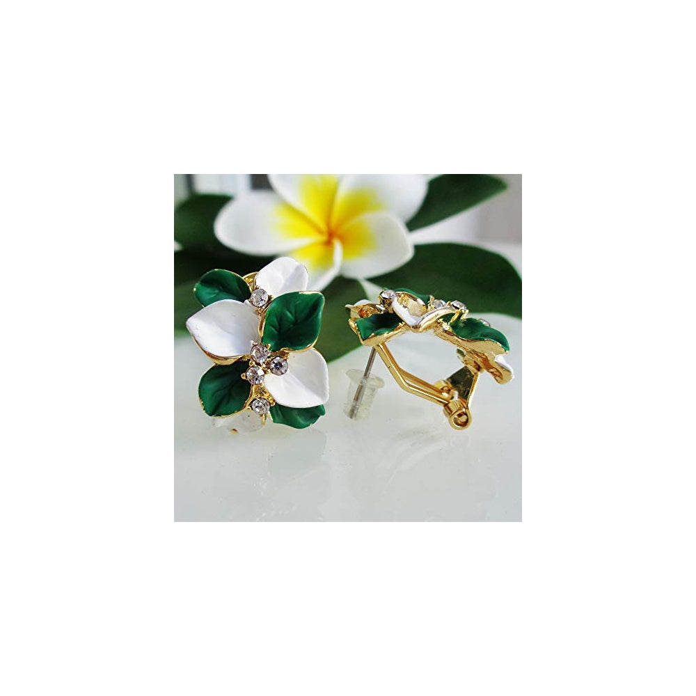 Aretes chapados en oro de 18 quilates de cristal blanco