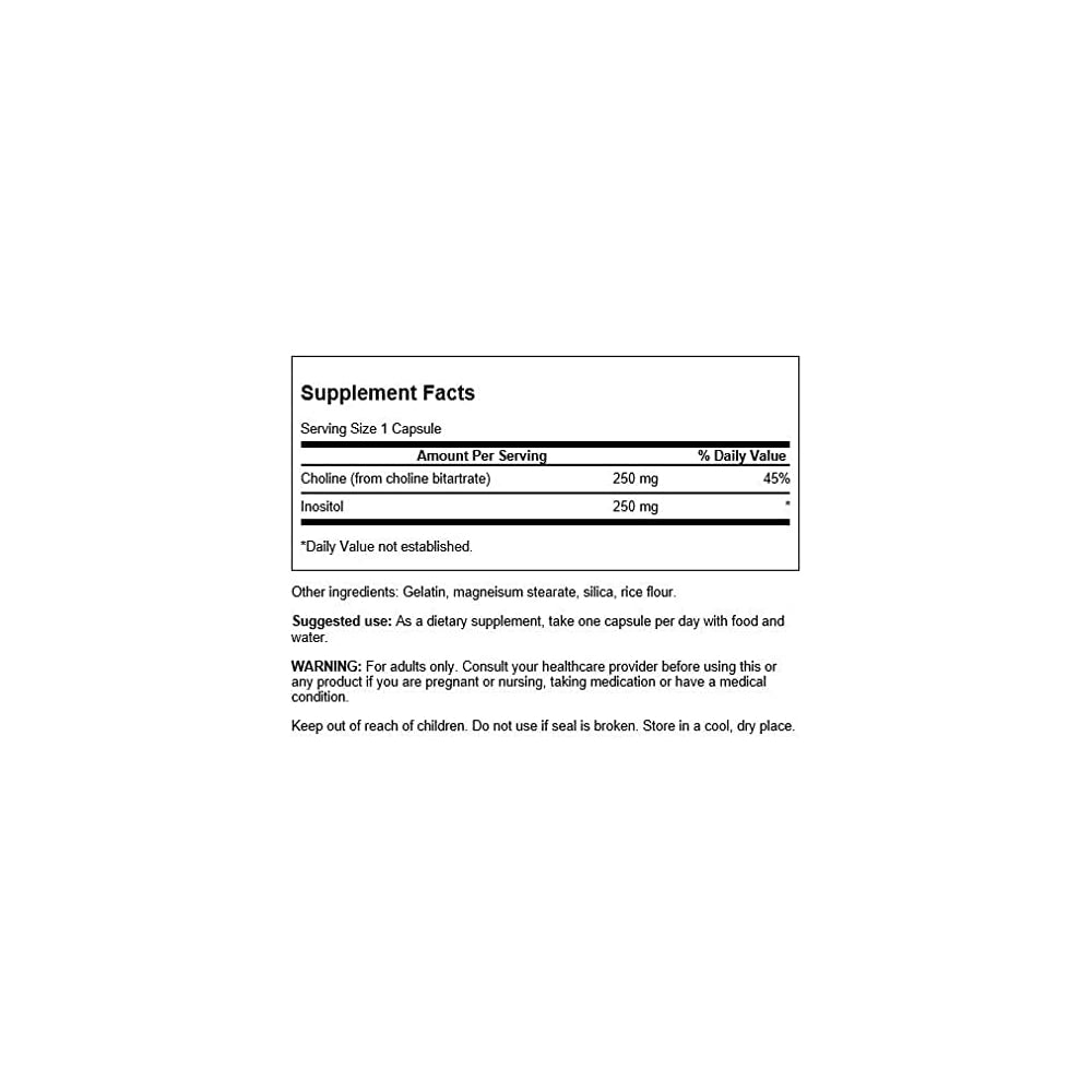 Suplementos 250/250 Milligrams 250 de colina e inositol