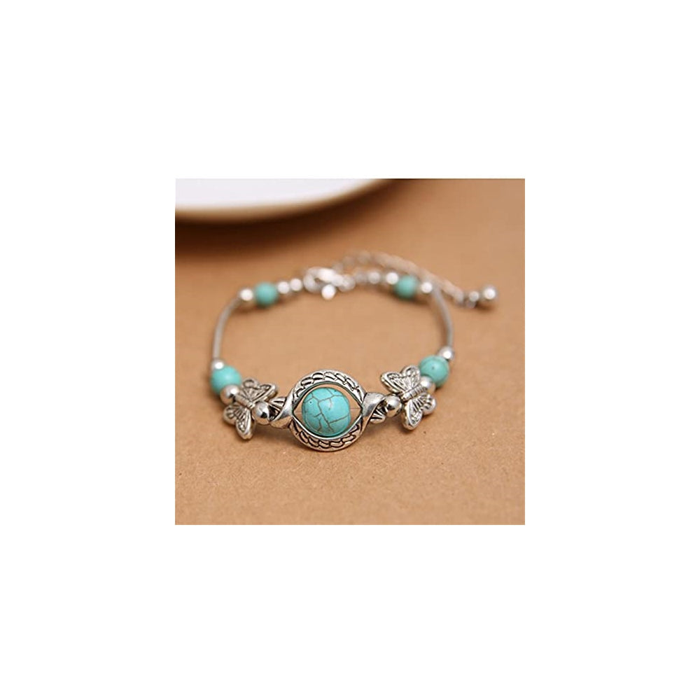 Pulseras y tobilleras de cuentas de turquesa