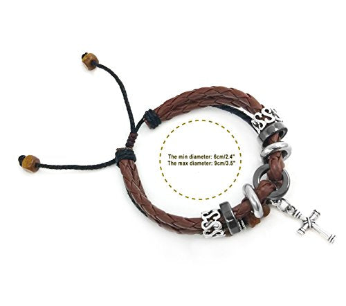 Pulsera trenzada tejida de cuero ajustable