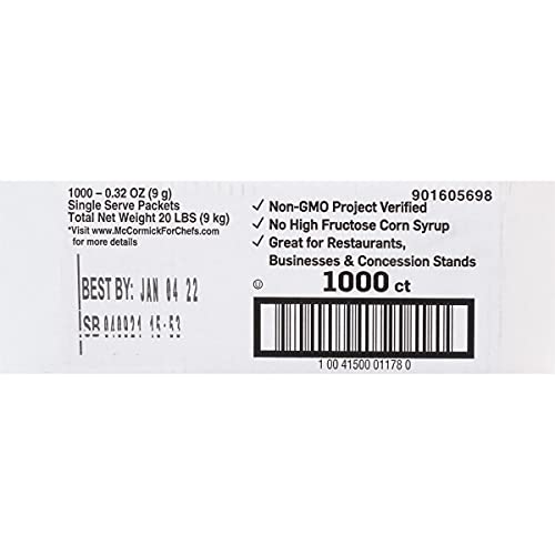 French's Paquetes de salsa de tomate, 1000 unidades, una caja de 1000 paquetes individuales de ketchup, perfectos para pedidos de comida para llevar y estaciones de condimentos