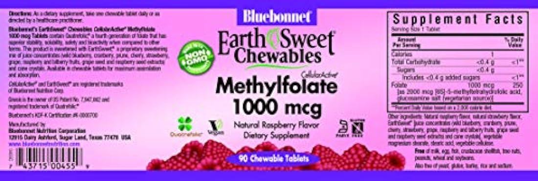 Bluebonnet Tierra Sweet Cellular Active metilfolato 1000 mcg