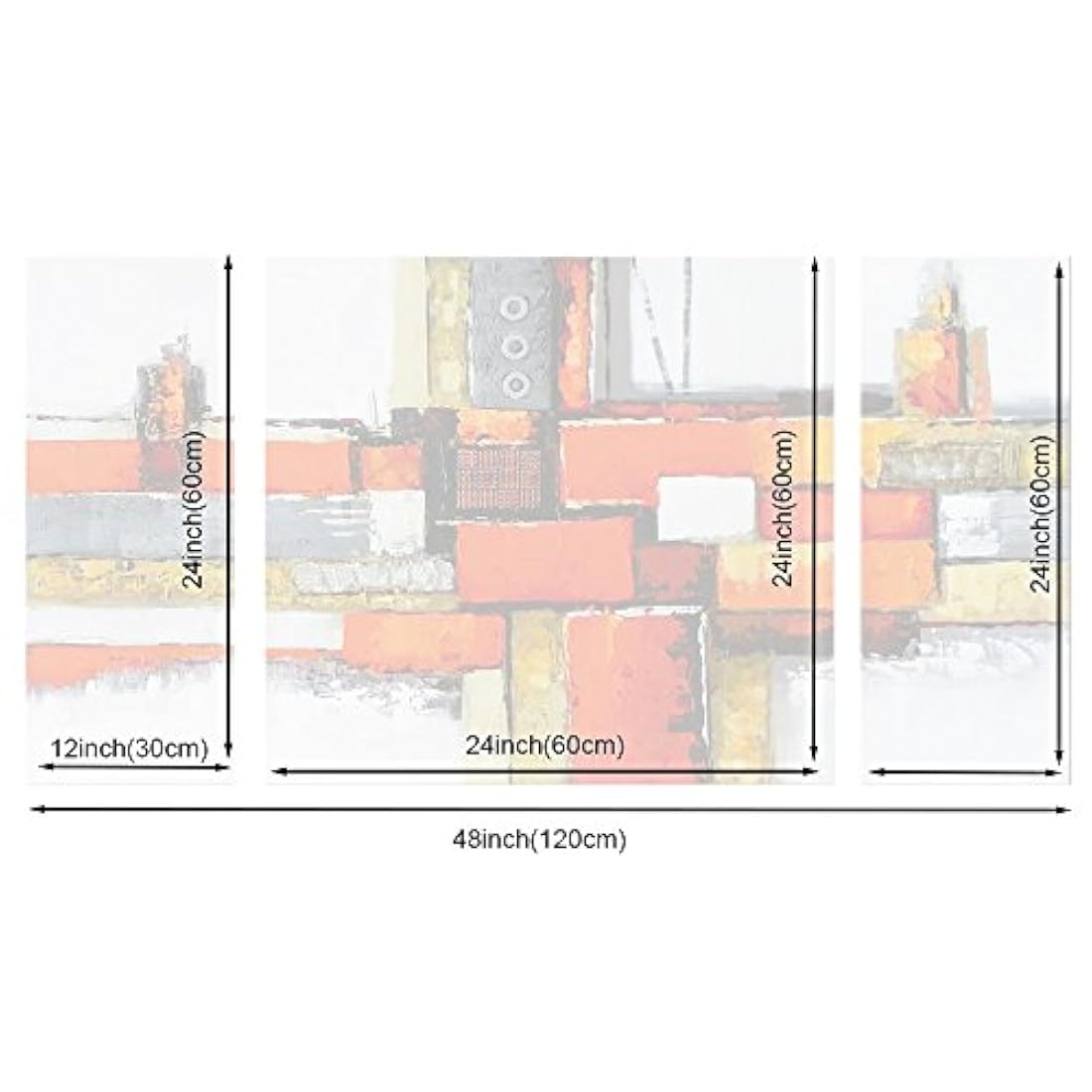 3 paneles pintados a mano al óleo abstractas