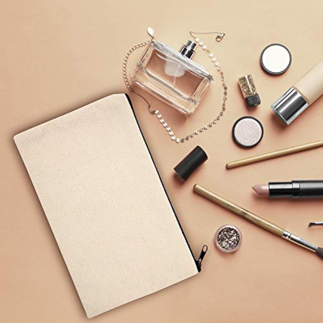 10 bolsas de lona en blanco para manualidades y maquillaje