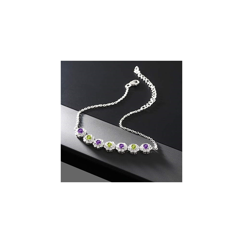 Pulseras de tenis de plata de ley 925 con amatista morada