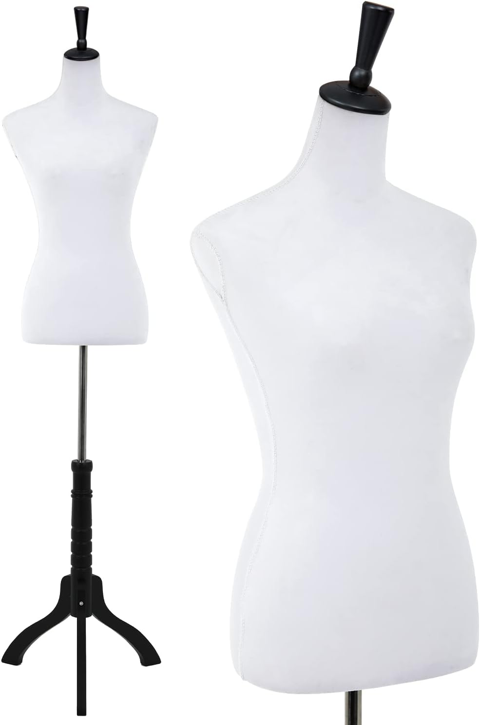 Maniquí Femenino Ajustable 60-67 FG281-White Base de Madera