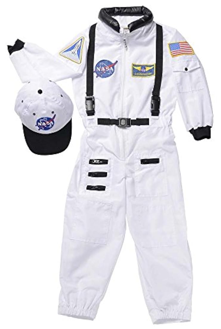 Traje de Astronauta con parches de la NASA y broches, Blanco