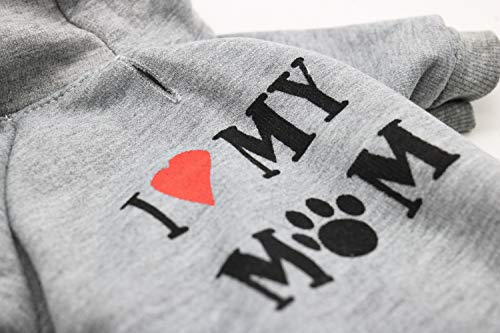 DroolingDog Dog Shirts I Love My Mom - Camiseta para perros pequeños, talla XS, gris