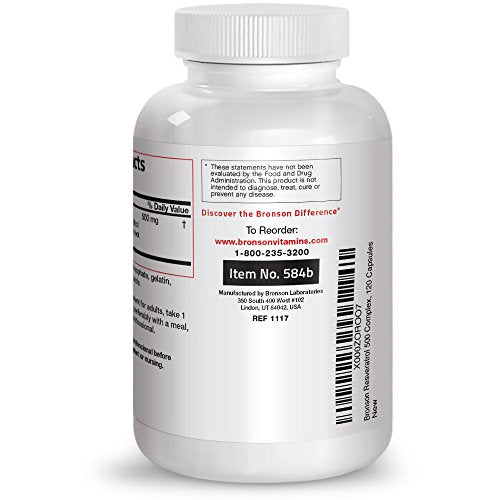 Bronson Resveratrol 500 Complex, 120 Cápsulas