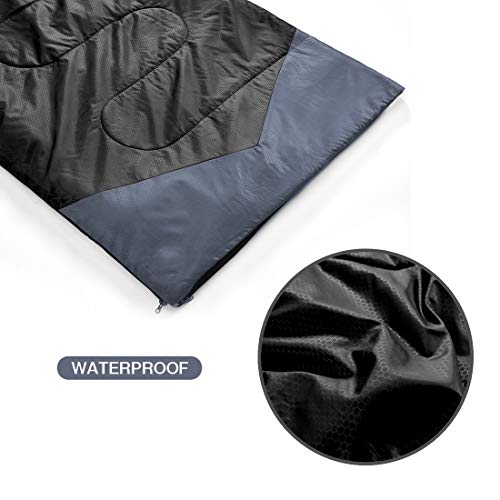 Oaskys - Saco de dormir para acampar, para 3 estaciones, clima cálido y fresco, verano, primavera, otoño, ligero, resistente al agua, para adultos y niños, equipo de campamento, viajes y al aire libre.
