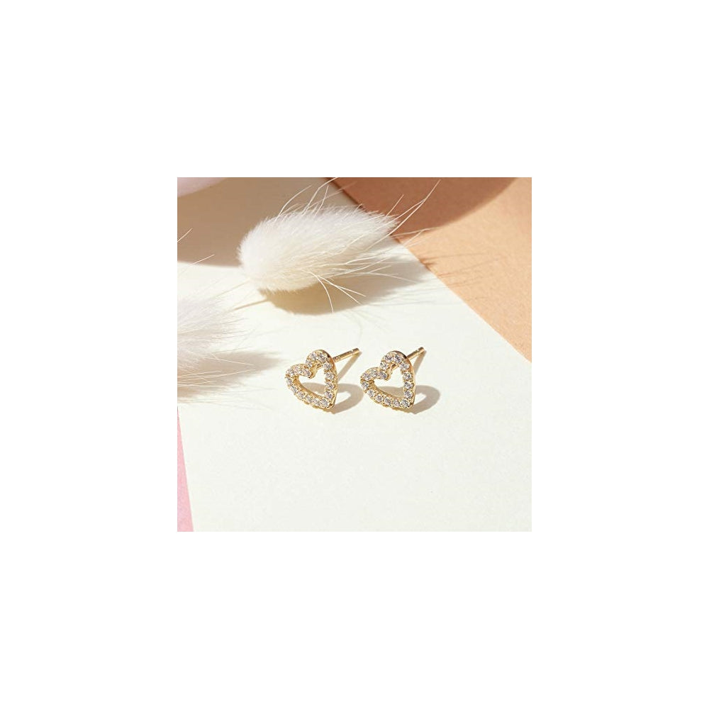 Aretes de plata chapados en oro de 14 quilates para mujer