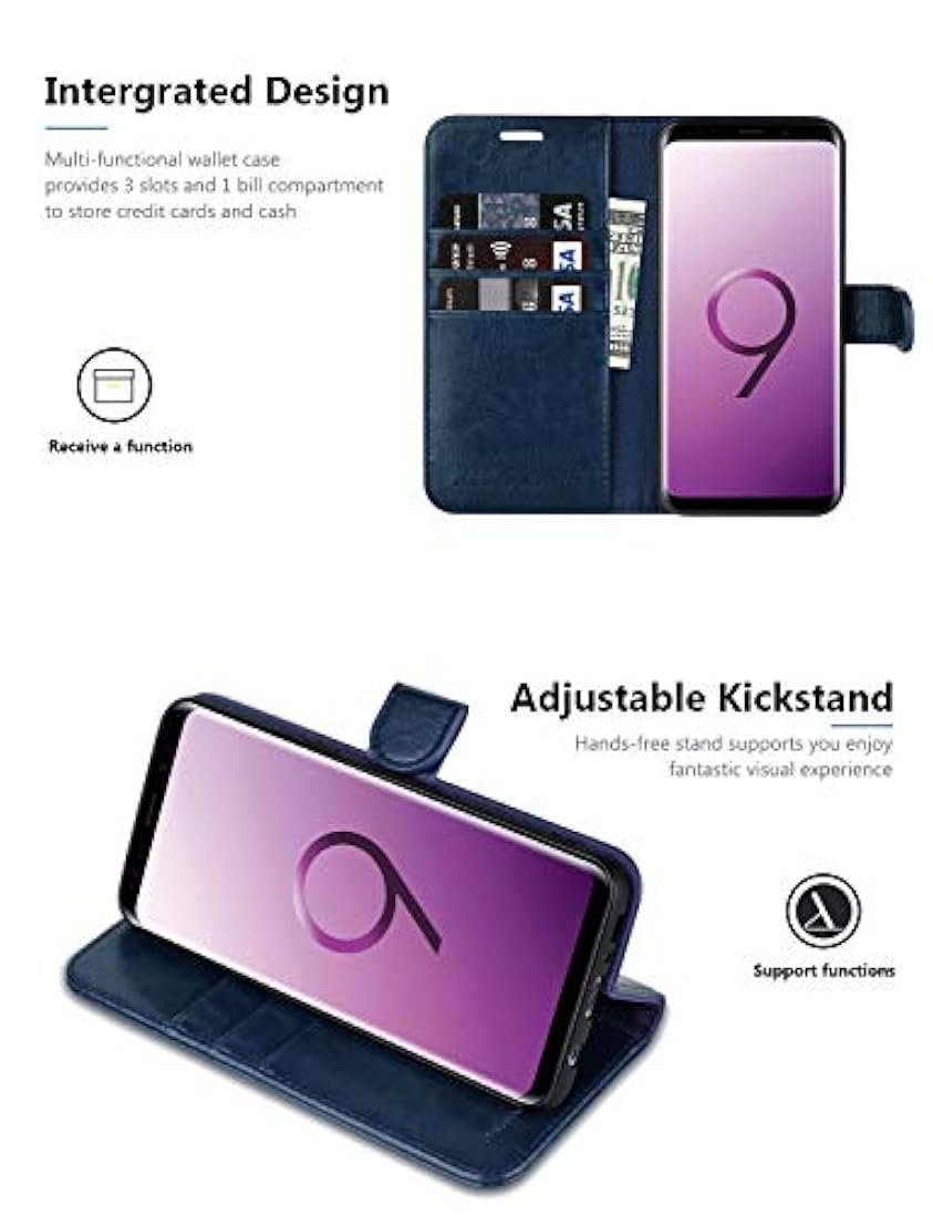 Funda tipo libro para Samsung Galaxy S9 (piel)