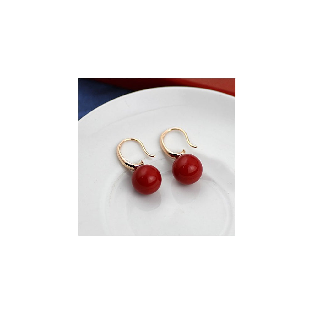 Aretes de perlas de imitación color rojo para mujeres