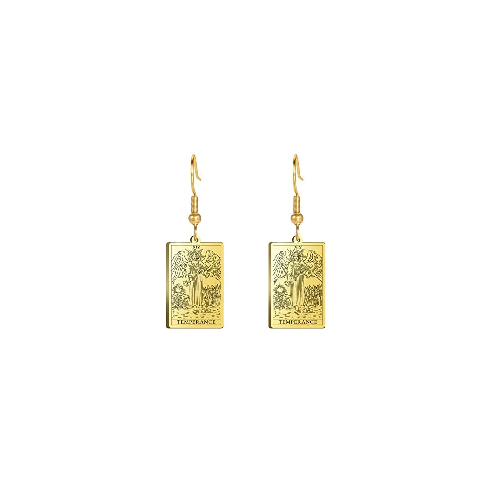 Aretes colgantes de cartas de tarot de acero inoxidable