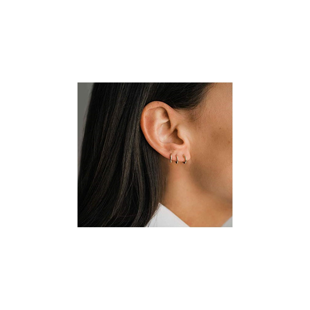 Aretes de aro de plata para mujeres 3 pares de aretes