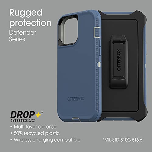 OTTERBOX serie Defender - Carcasa para iPhone 13 Pro Max y iPhone 12 Pro Max (edición sin pantalla) - color azul fort