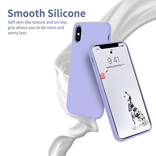 OTOFLY Funda de goma de gel de silicona líquida a prueba de golpes para iPhone Xs/iPhone X, antiarañazos y huellas dactilares, compatible con iPhone X/iPhone Xs de 5.8 pulgadas (2018), (morado claro)