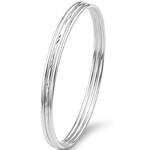 Tres pulseras de brazalete de plata esterlina