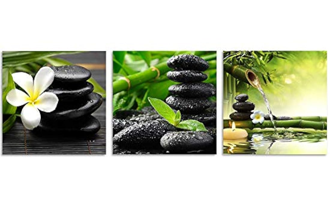 TutuBeer - Lienzo de 3 paneles, diseño de flores de bambú