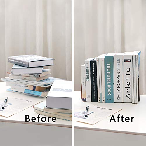 Muso Wood Sujetalibros antideslizantes, soporte de madera resistente para libros y películas (nogal, 1 par)